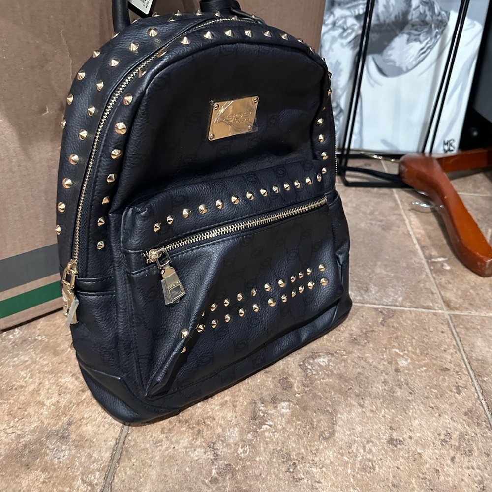 Black Bebe Nwt Mini backpack with gold studds